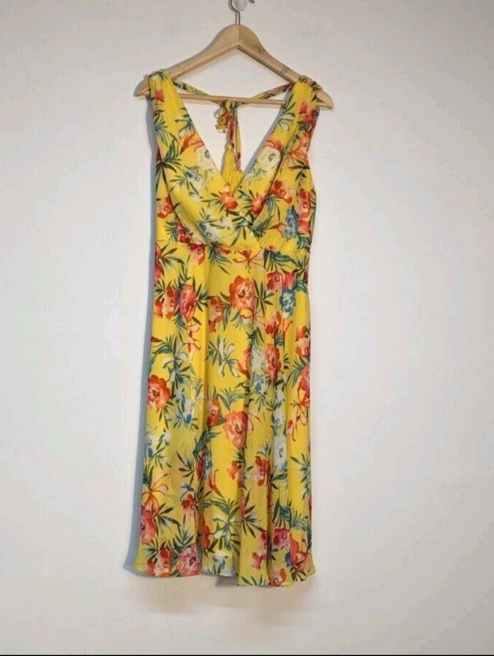 Lulu's Yellow Tropical Floral Midi Summer Dress, XL